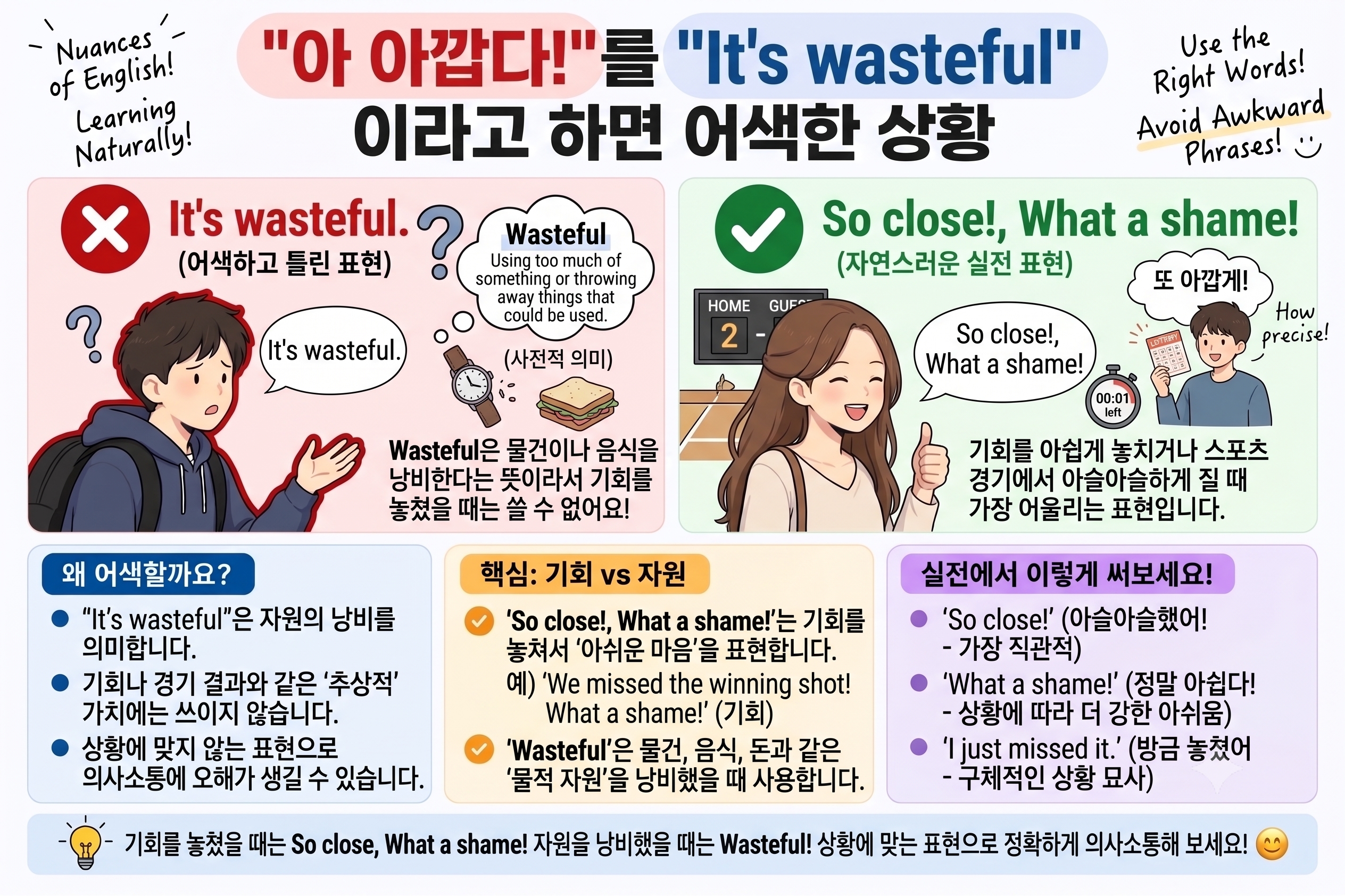 아깝다 영어로