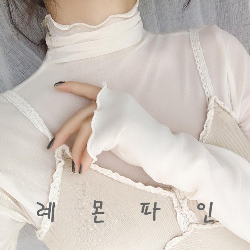 망사 시스루 폴라 티 얇은 레이어드 이너 목티