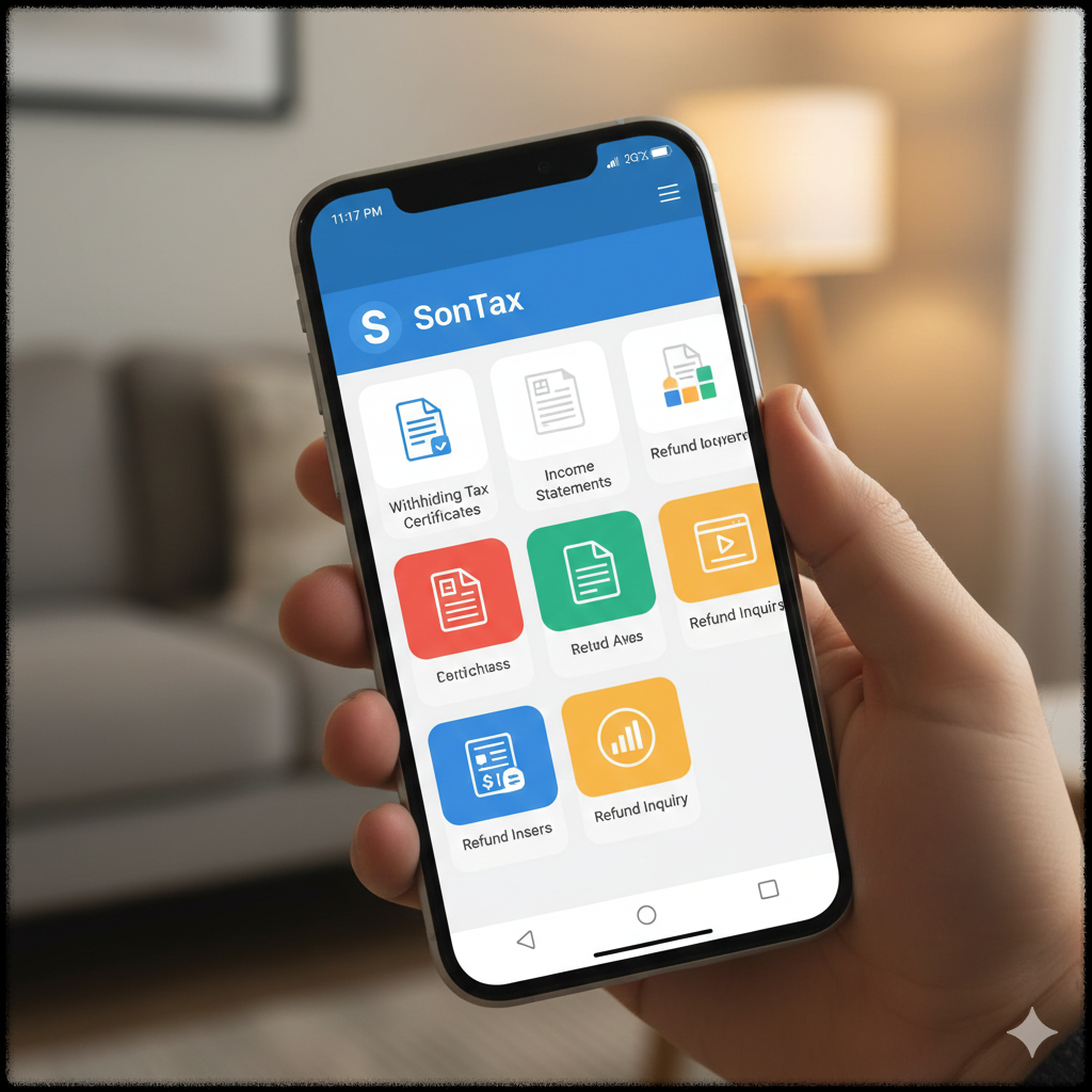 손택스 앱으로 원천징수영수증을 조회하는 모바일 화면