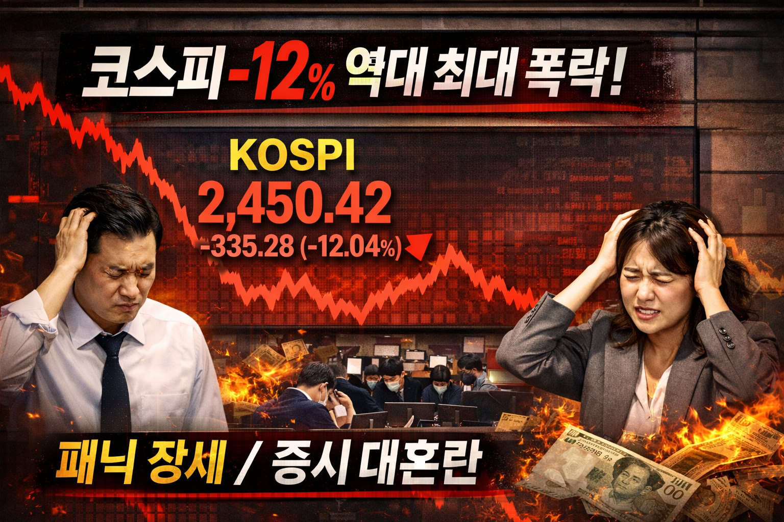 코스피 -12% 역대 최대 폭락