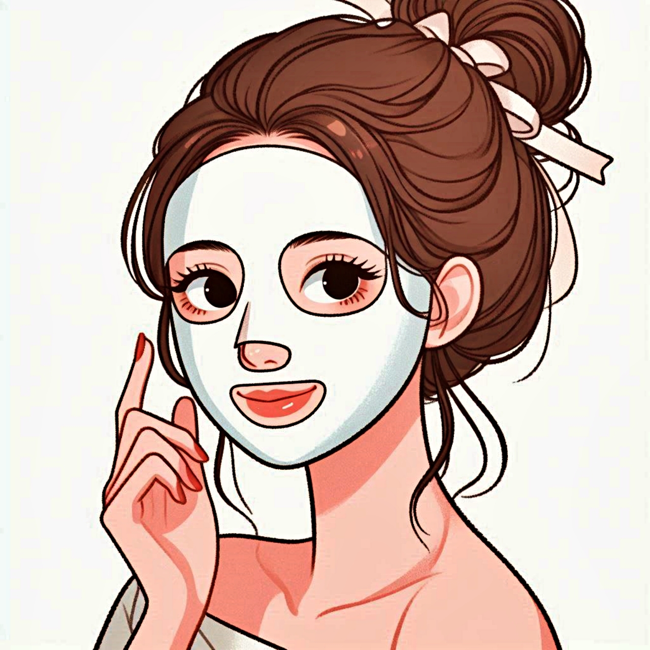 마스크팩을 붙이고 있는 여자