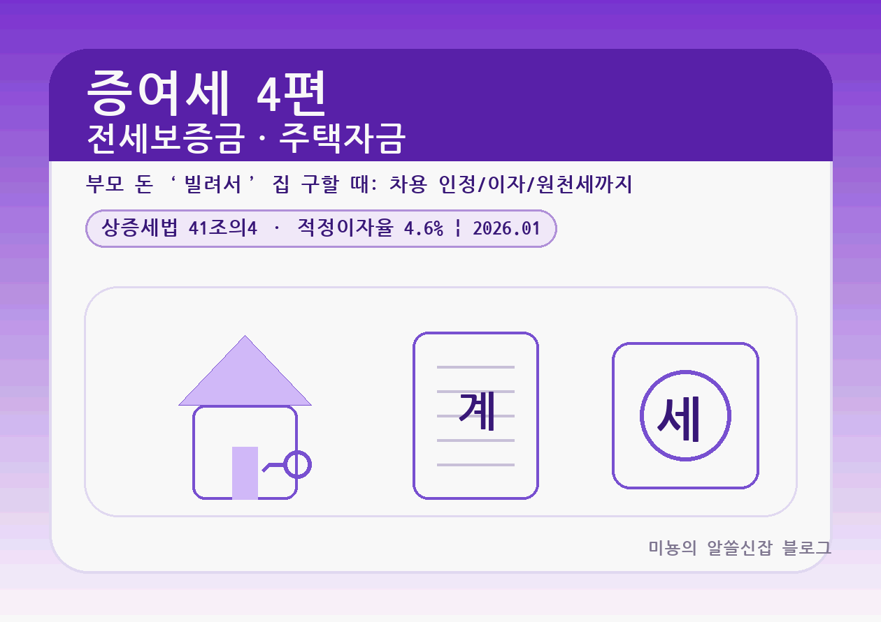 전세보증금·주택자금 "부모 돈 빌려서" 집 구할 때: 차용 인정·이자·원천세까지 한 번에 정리