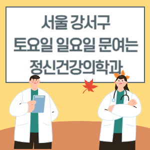 서울 강서구 토요일 일요일 정신건강의학과 진료 병원 리스트