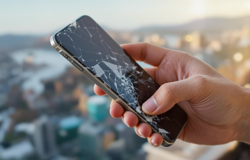여행중 휴대폰 파손 이미지입니다.