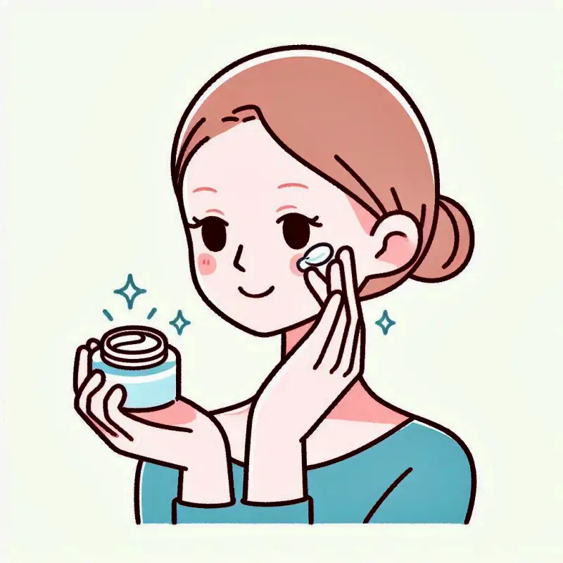 PX에서 구매한 화장품 크림을 바르고 있는 여자