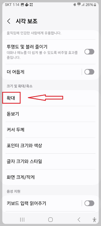 핸드폰 화면 확대 축소