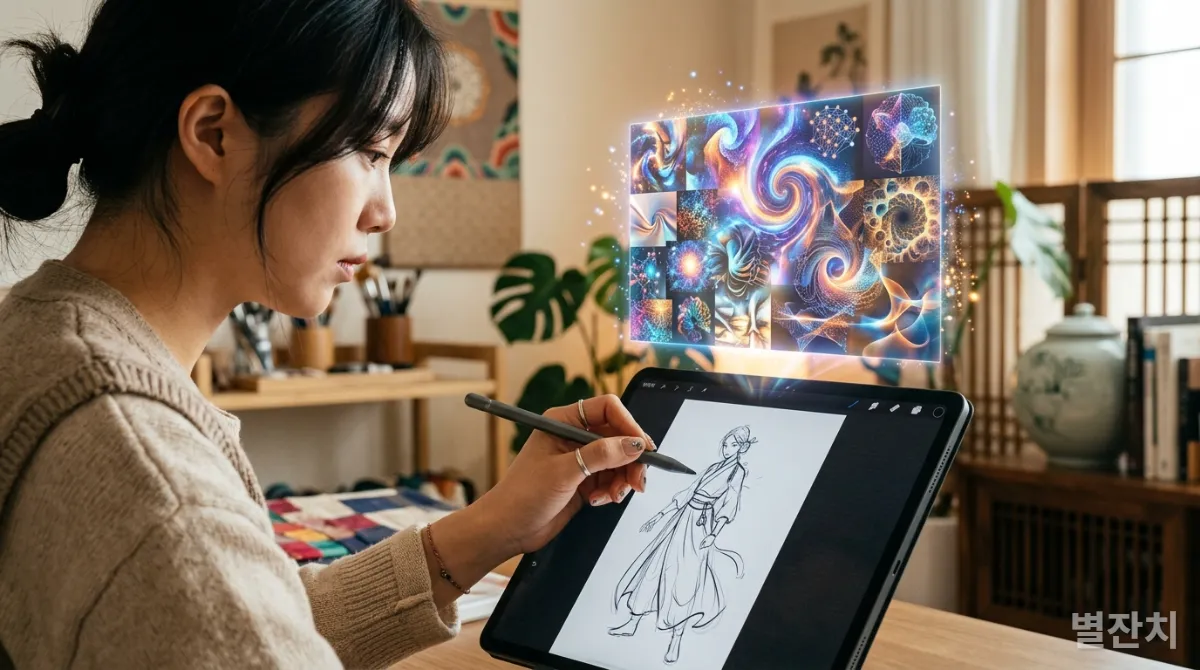 AI 이미지 생성기로 시각적 영감을 얻는 한국 예술가