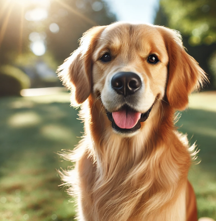 골든리트리버가 웃고있는 사진