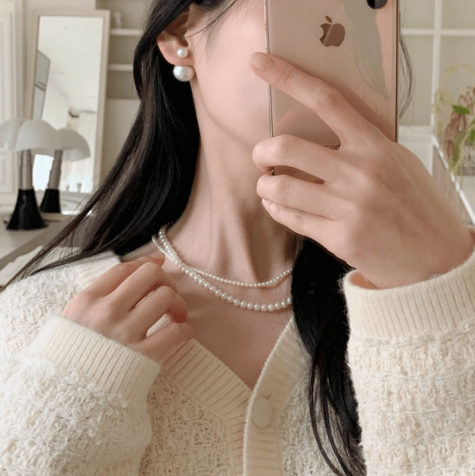 진주목걸이 레이어드