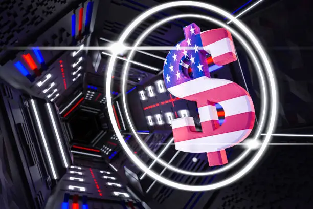 가상화폐와 미국정부를 상징하는 이미지