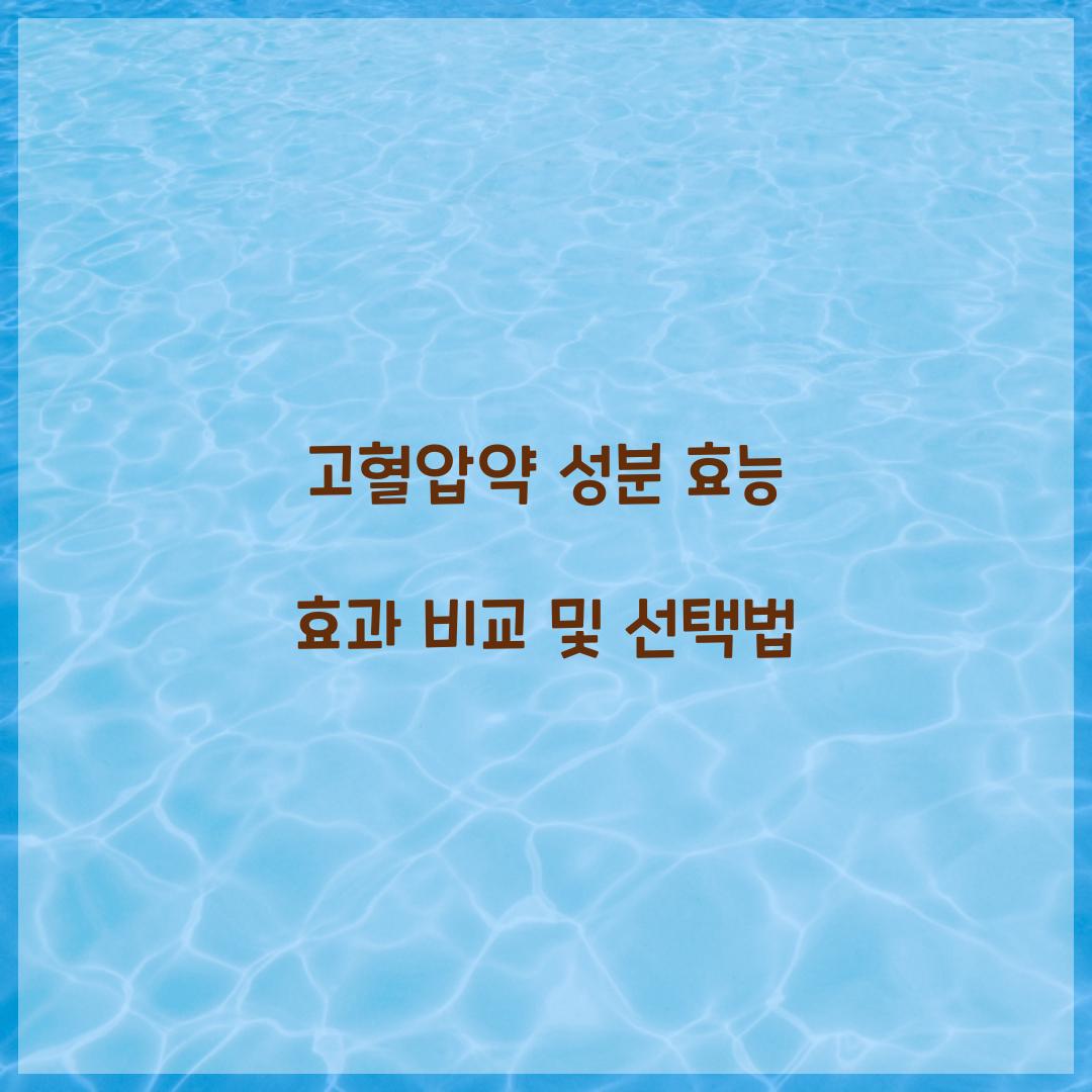 고혈압약 성분 효능 효과