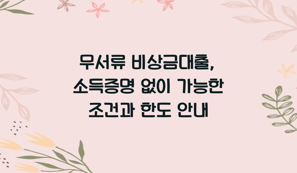 무서류 비상금대출
