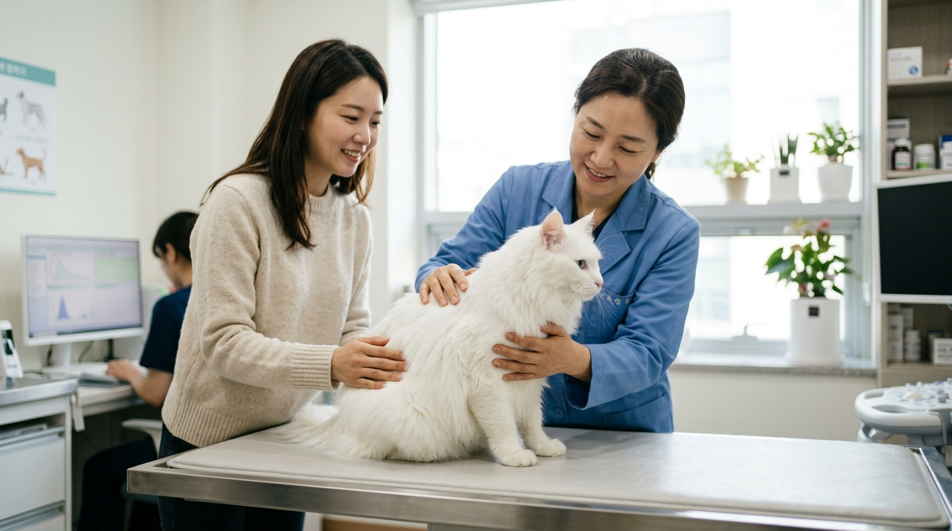 정기 건강검진을 받는 터키쉬앙고라