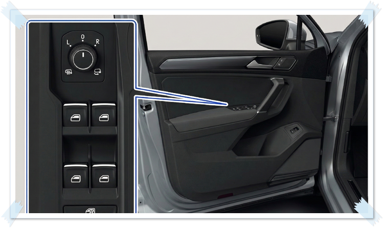 티구안 사이드미러 조절 노브 L R 중립 접기 위치