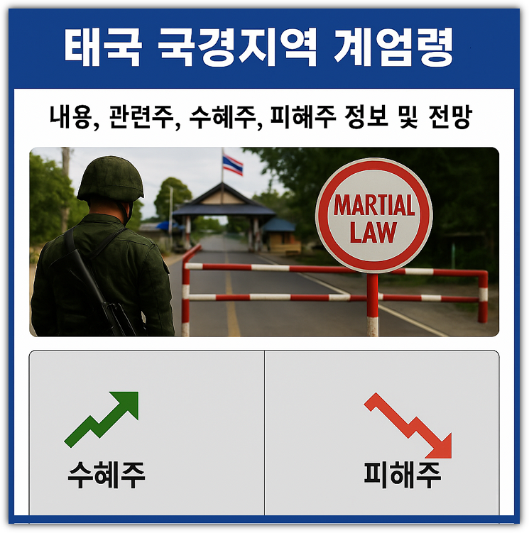 태국 국경지역 계엄령 선포 내용, 관련주, 수혜주, 피해주 정보 및 전망