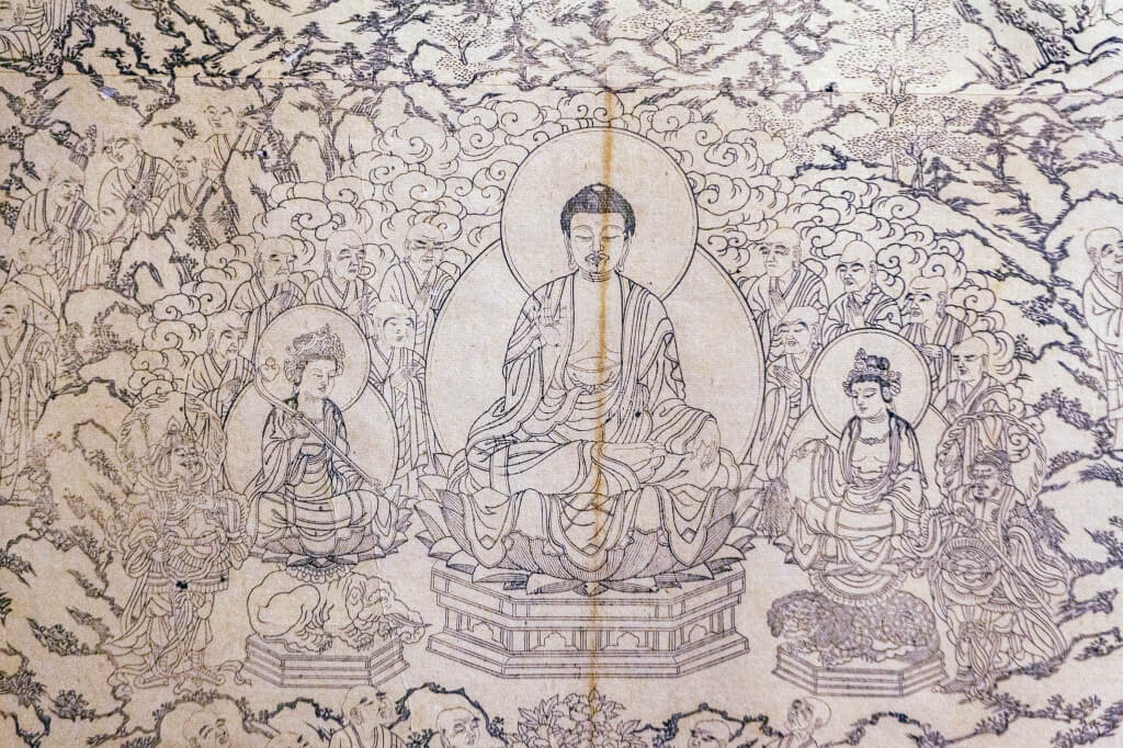 일본 교토 지온인(知恩院)이 소장한 오백나한도를 모본으로 만든 일본 목판화 인출본