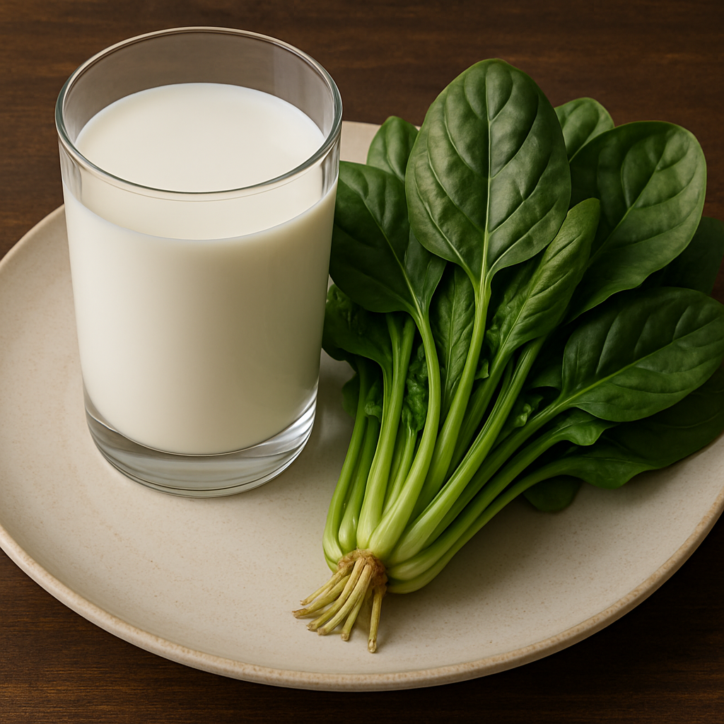 우유과 시금치의 영양 충돌 관련 사진