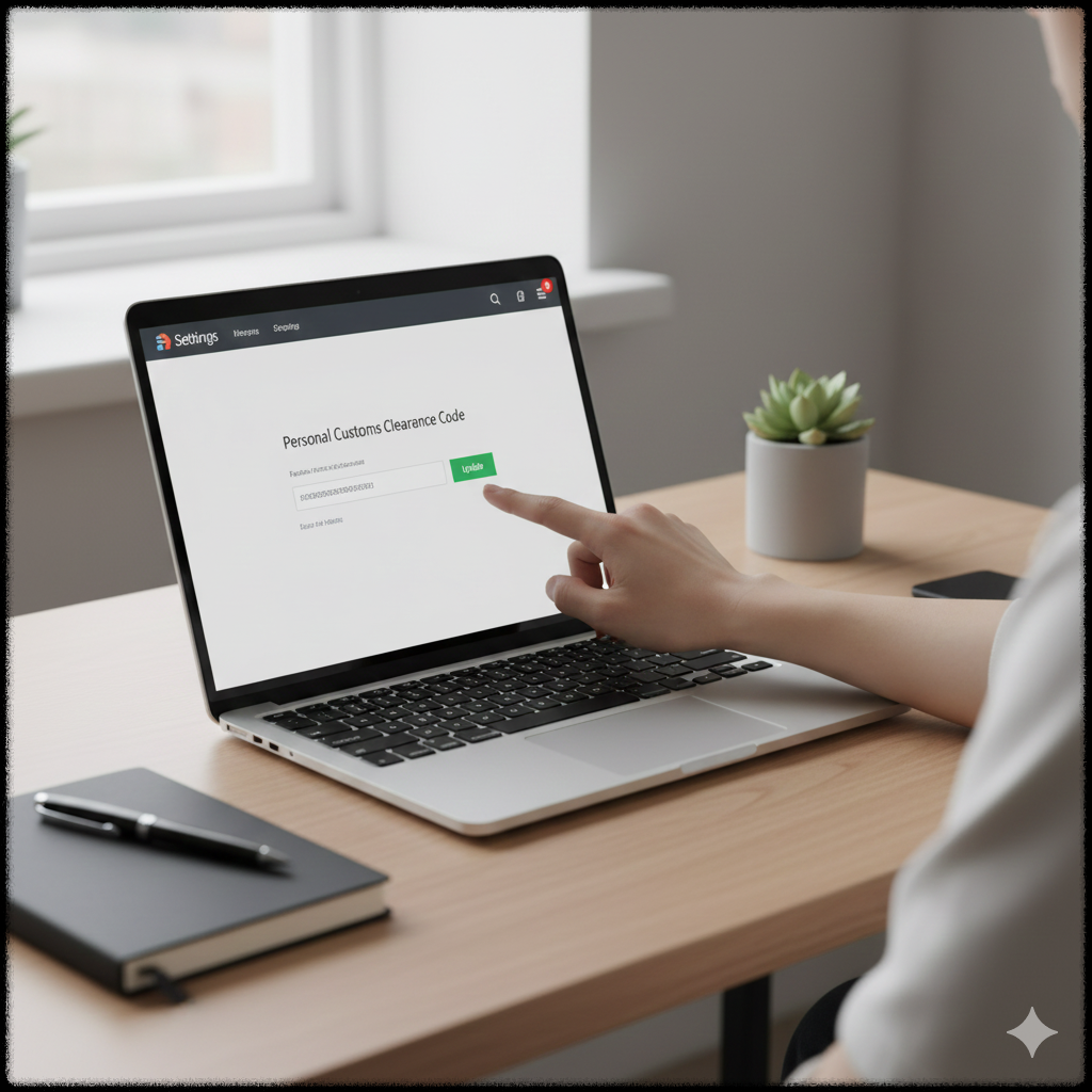재발급된 개인통관번호를 확인하는 장면