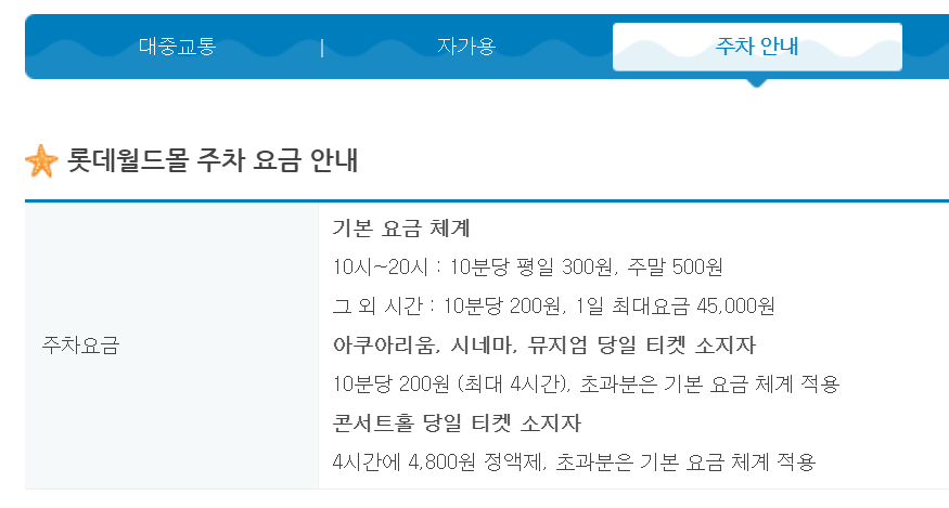 롯데월드-아쿠아리움-주차정보