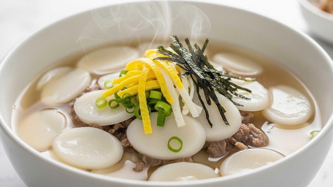 하얀 가래떡으로 만든 설날 대표 음식 떡국