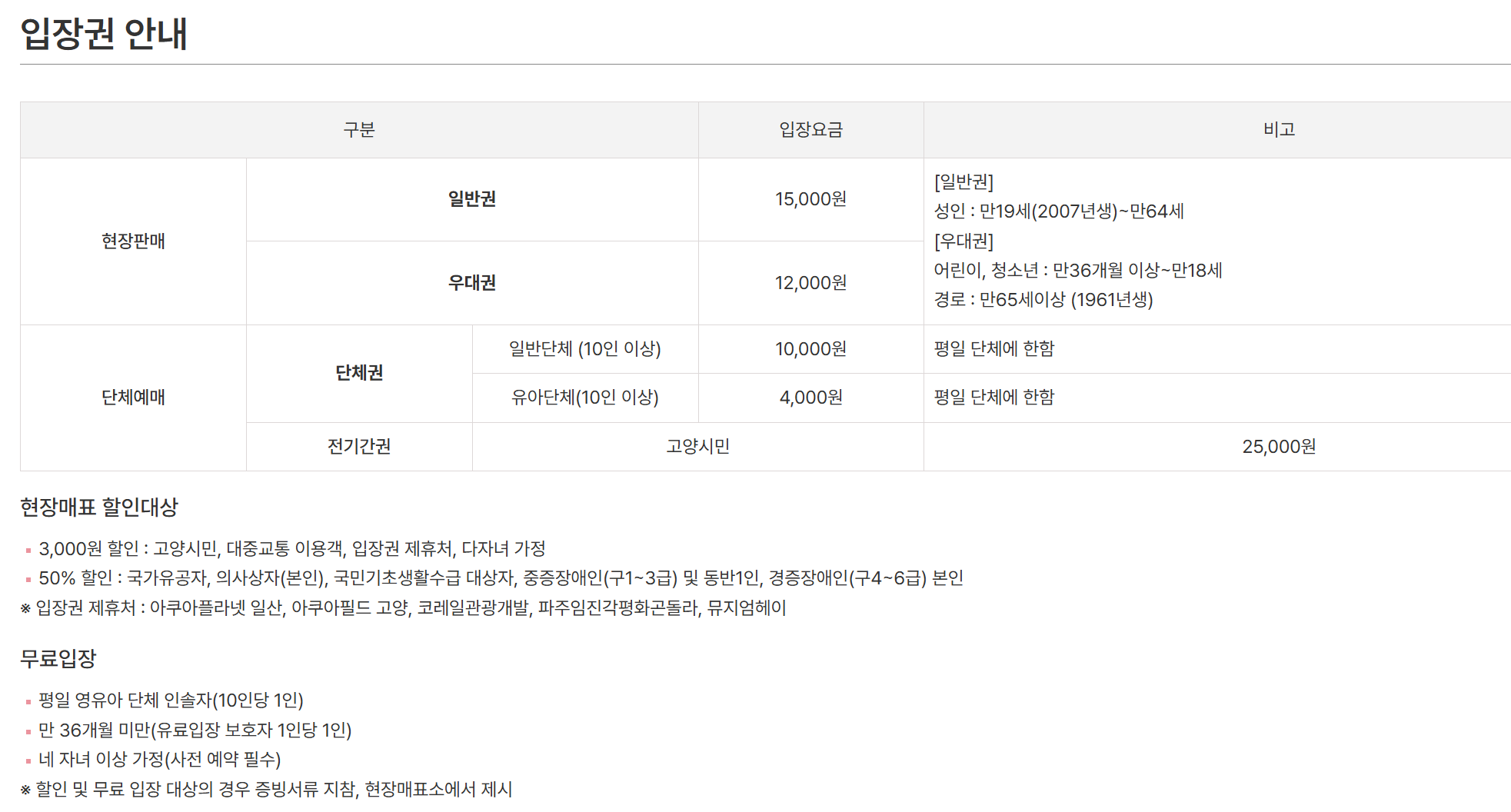 2026 고양국제 꽃박람회 입장권 안내