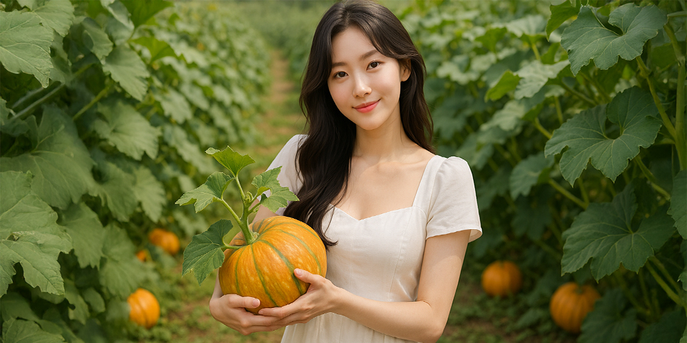 호박을 안고 있는 사람