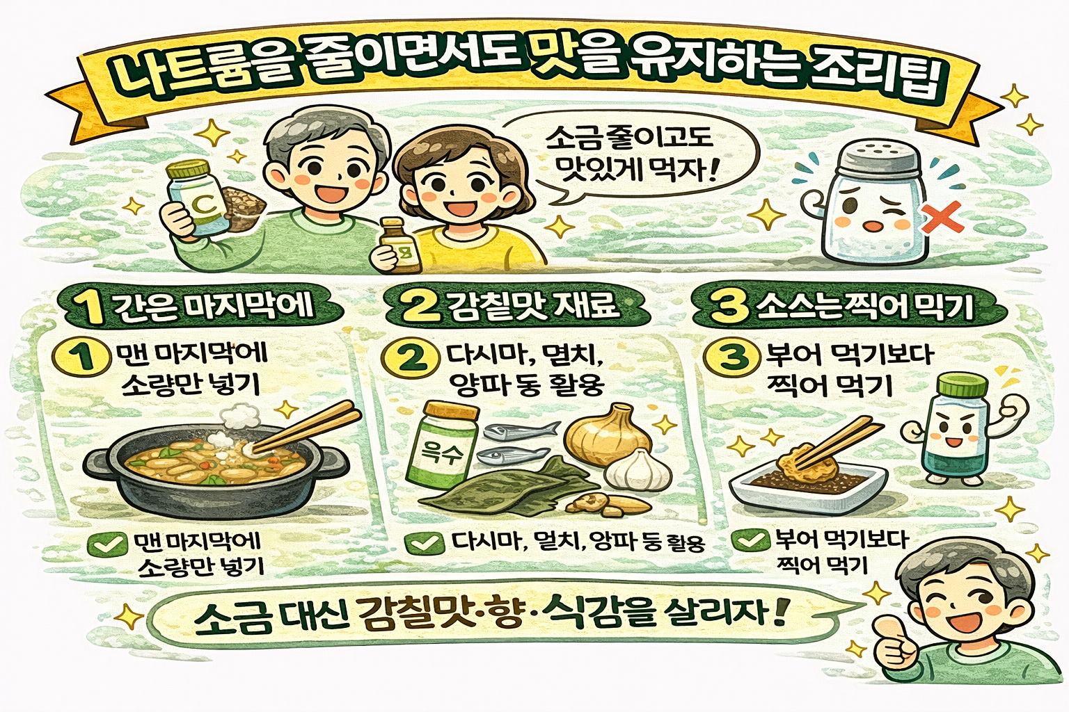 나트륨을 줄이면서도 맛을 유지하는 조리 팁