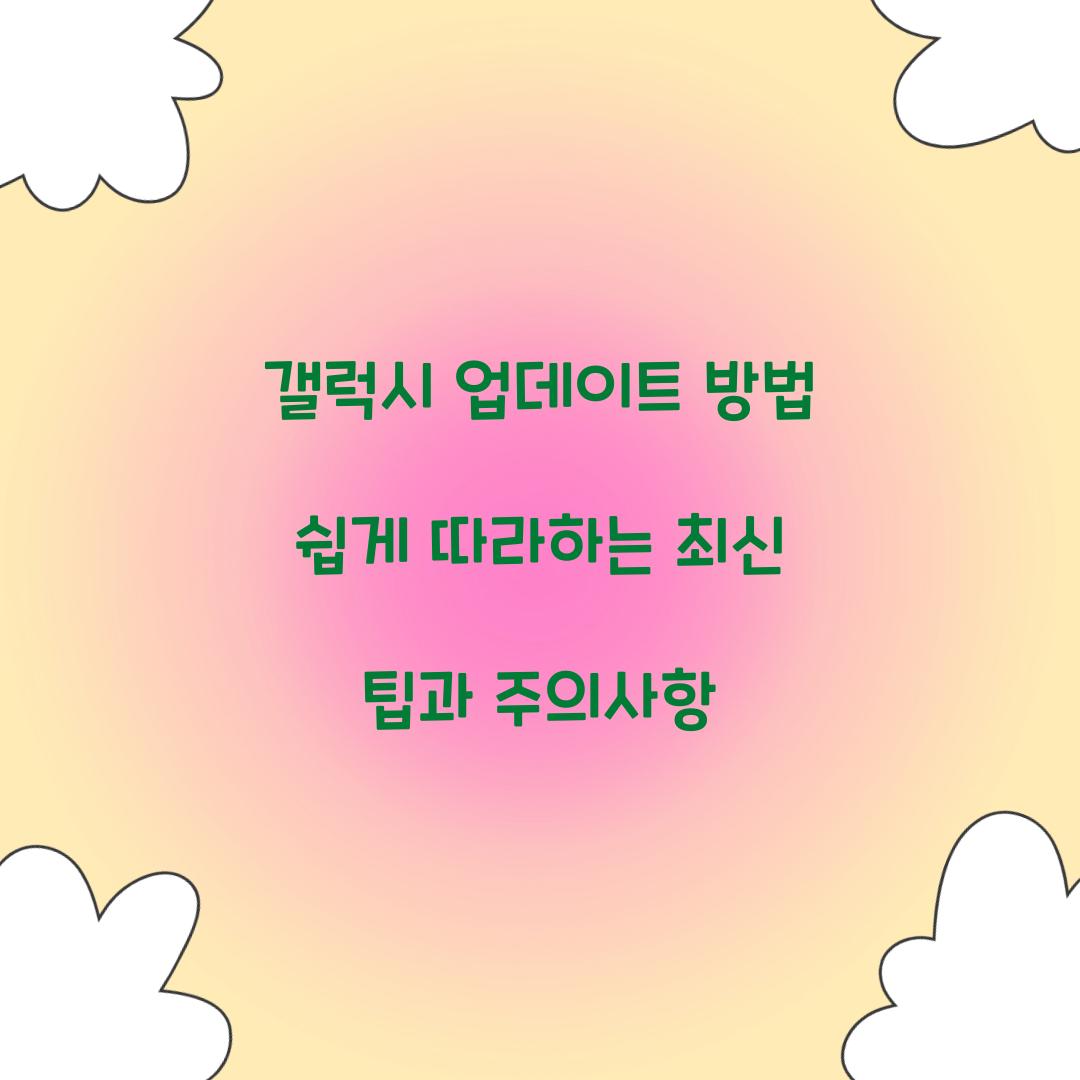 갤럭시 업데이트 방법