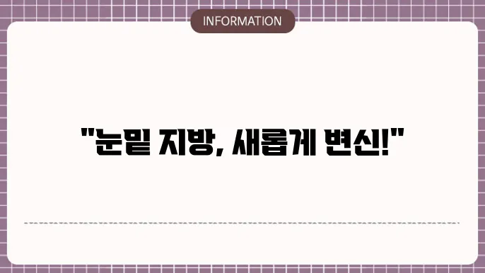 눈밑지방재배쳥8 수술비용