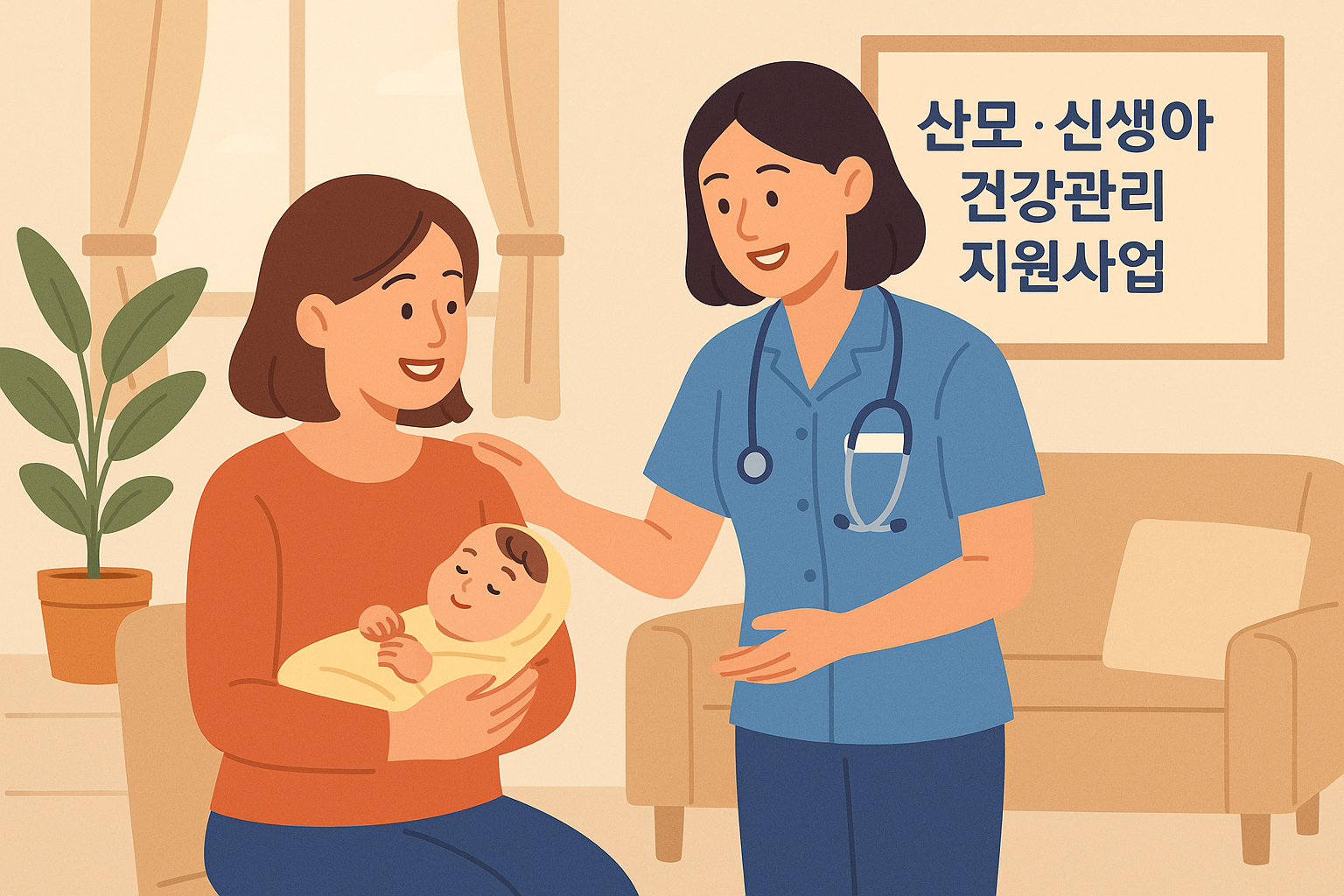 산모와 신생아 돌봄 장면