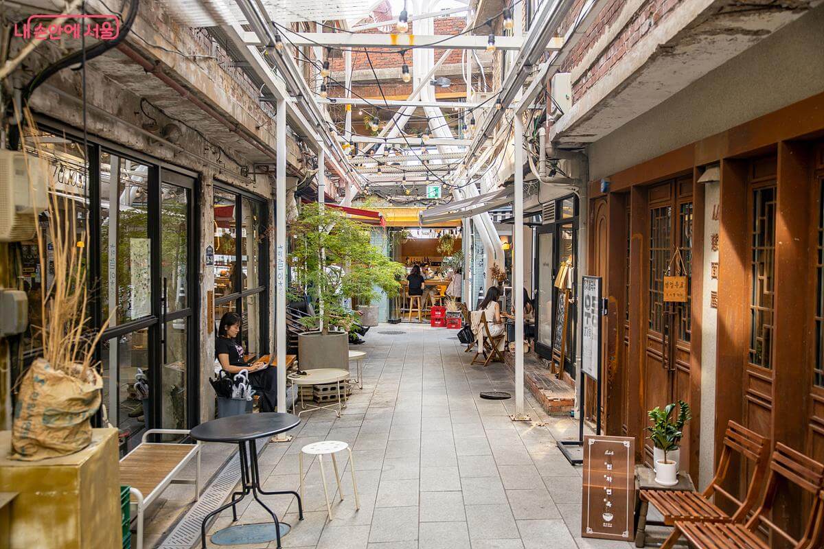 투명하고 높은 지붕으로 한층 밝아진 신흥시장 내부