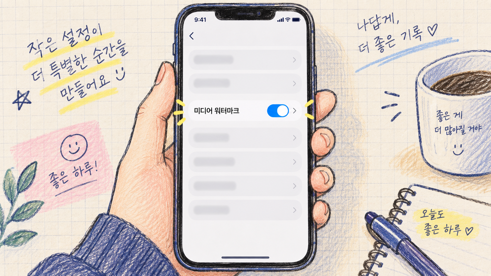 워터마크 설정 화면