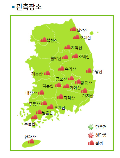 2024년 기상청 유명산 단풍 현황