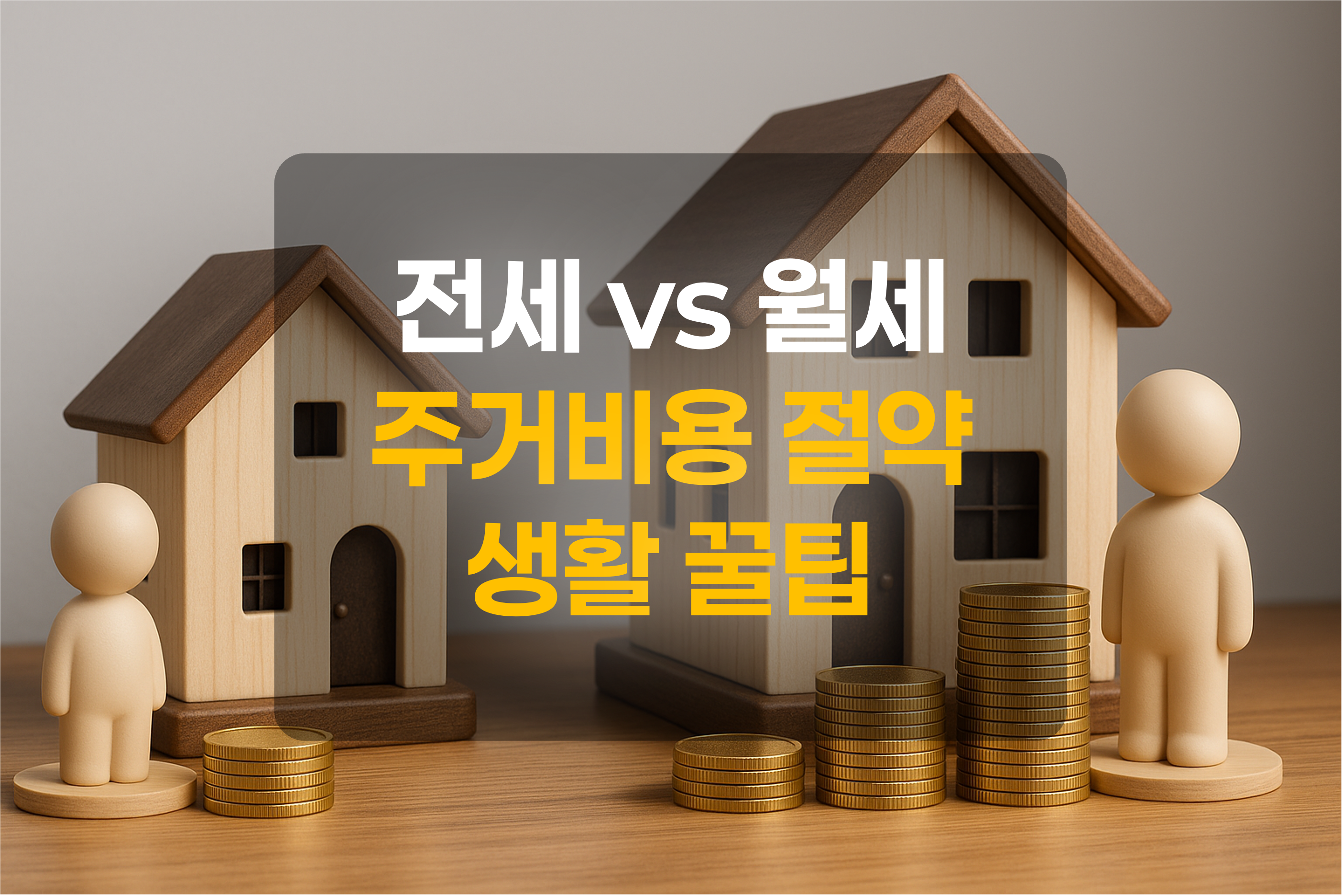 집, 사람, 화폐를 표현한 그림