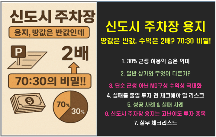 신도시 주차장 용지, 땅값은 반값인데 수익은 2배? '70:30'의 비밀!!