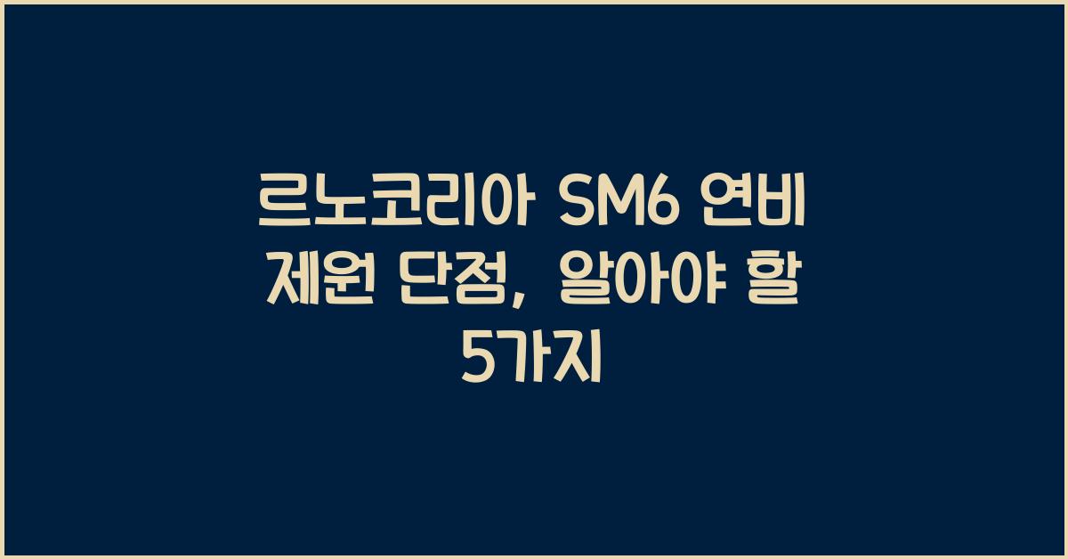 르노코리아 SM6 연비 제원 단점