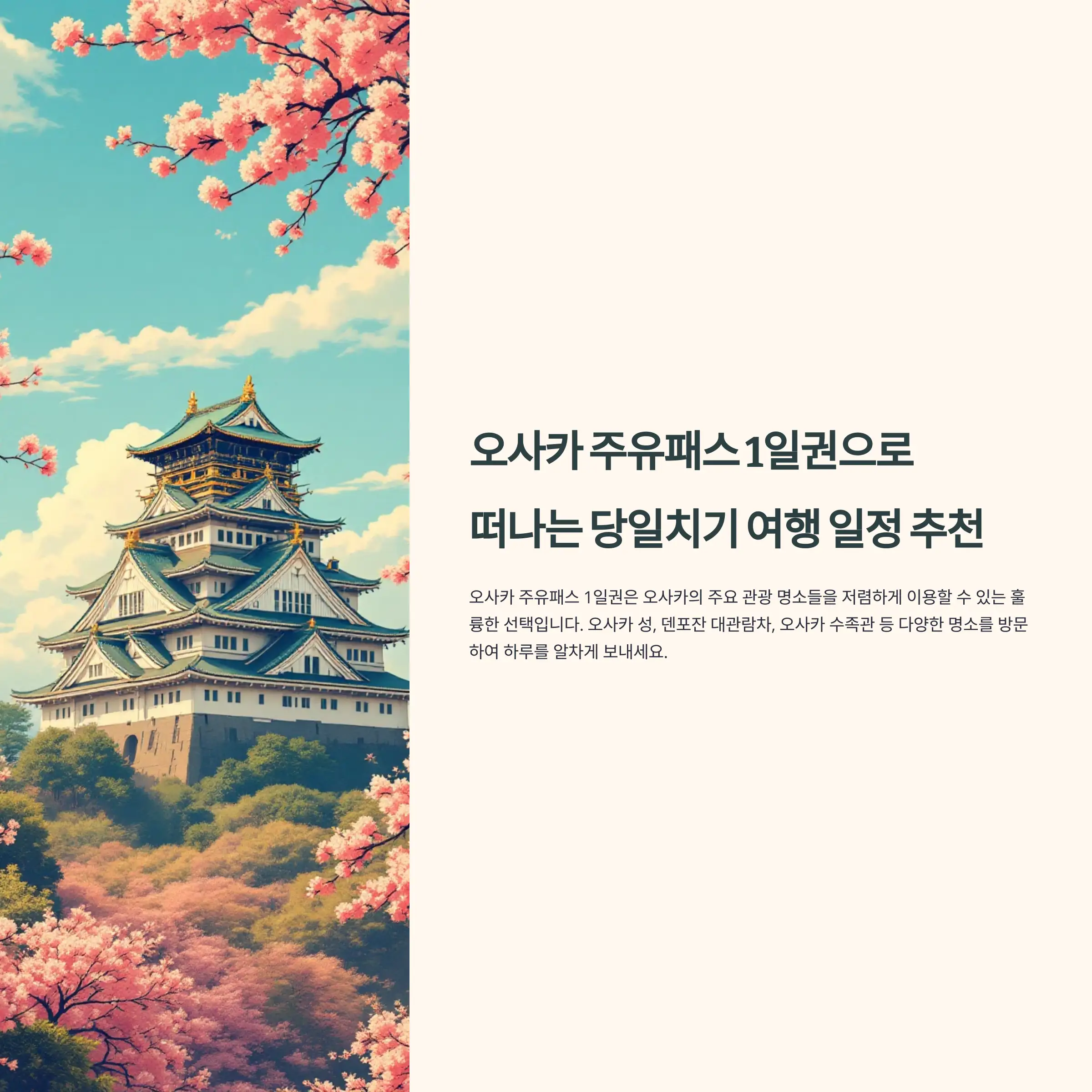 오사카 주유패스 1일권 당일치기 여행 추천