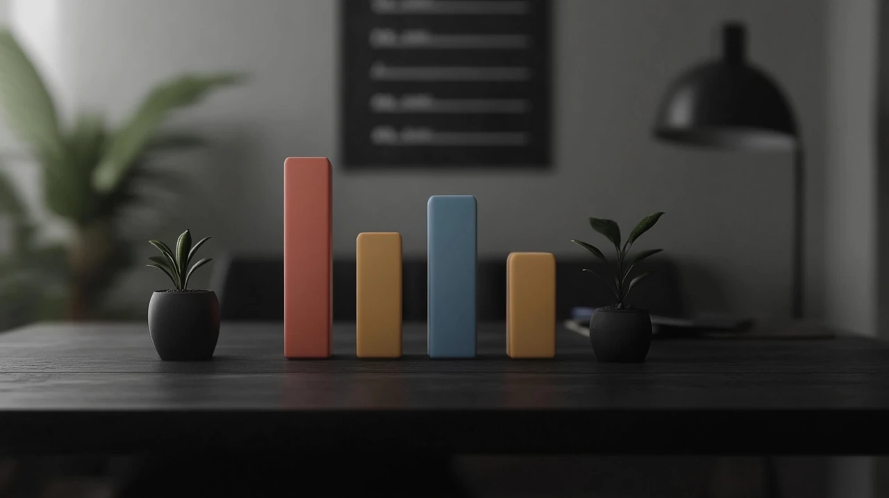 클린에너지 ETF 성장 예측 바 차트, 전문적인 환경, 생동감 있는 색상과 긍정적인 조명