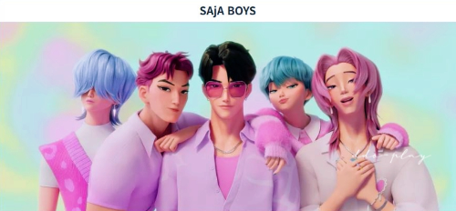 넷플릭스 영화 K-POP데몬헌터스의 사자보이즈가 나란히 서 있는 모습