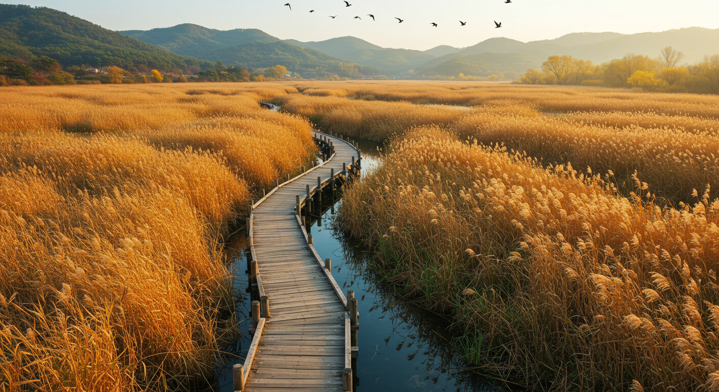 전남 순천 동천변 갈대숲 산책로