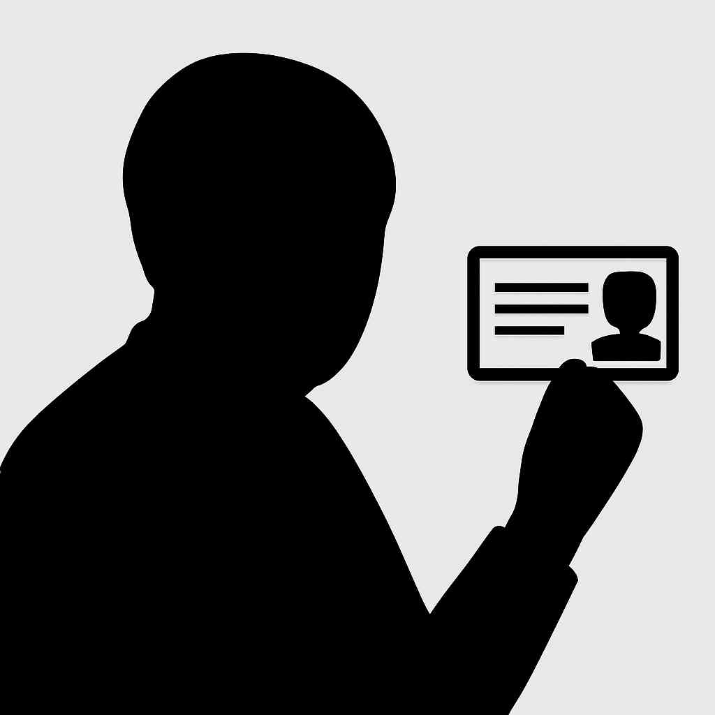 운전면허증을 들고 있는 고령자의 실루엣