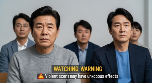 드라마 속 폭력적 장면을 보는 중년 남성