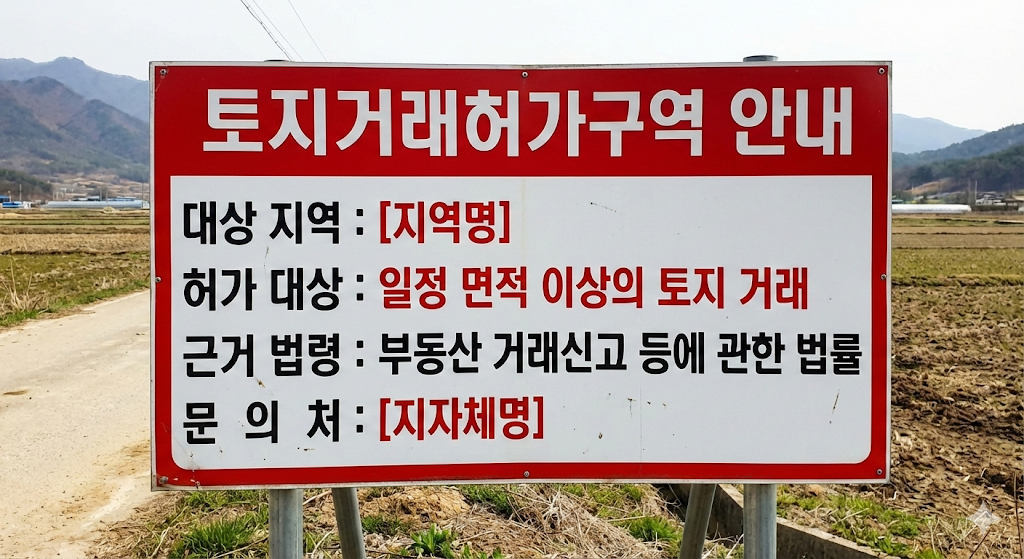 토지거래허가구역 안내 표지판