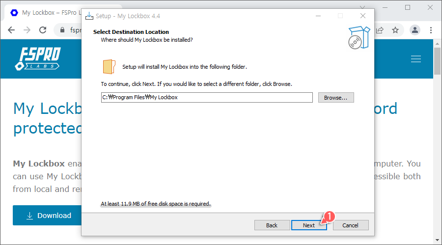 Select Destination Location Step