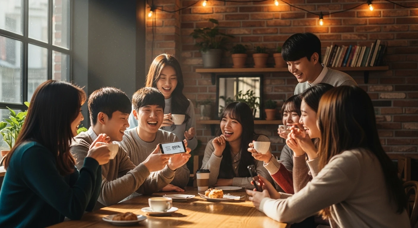 수험생-할인-혜택-수험생들이-할인-혜택을-이용해-카페에서-웃고-즐기는-행복하고-따뜻한-분위기의-AI이미지