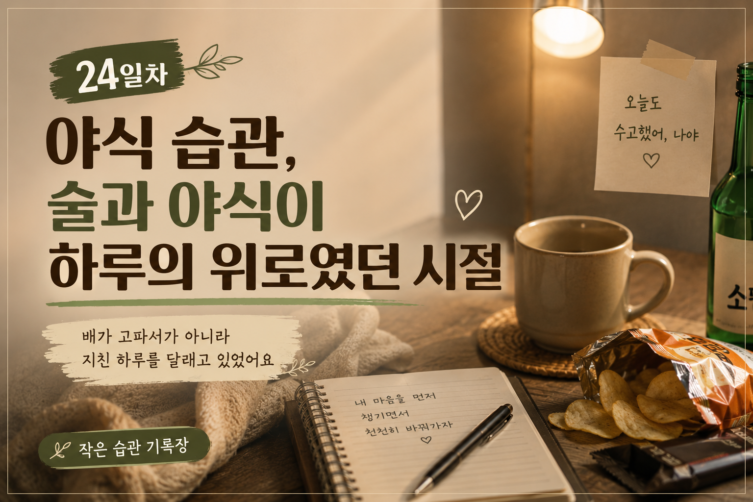 야식습관 술과 야식이 하루의 위로같은 감성 이미지