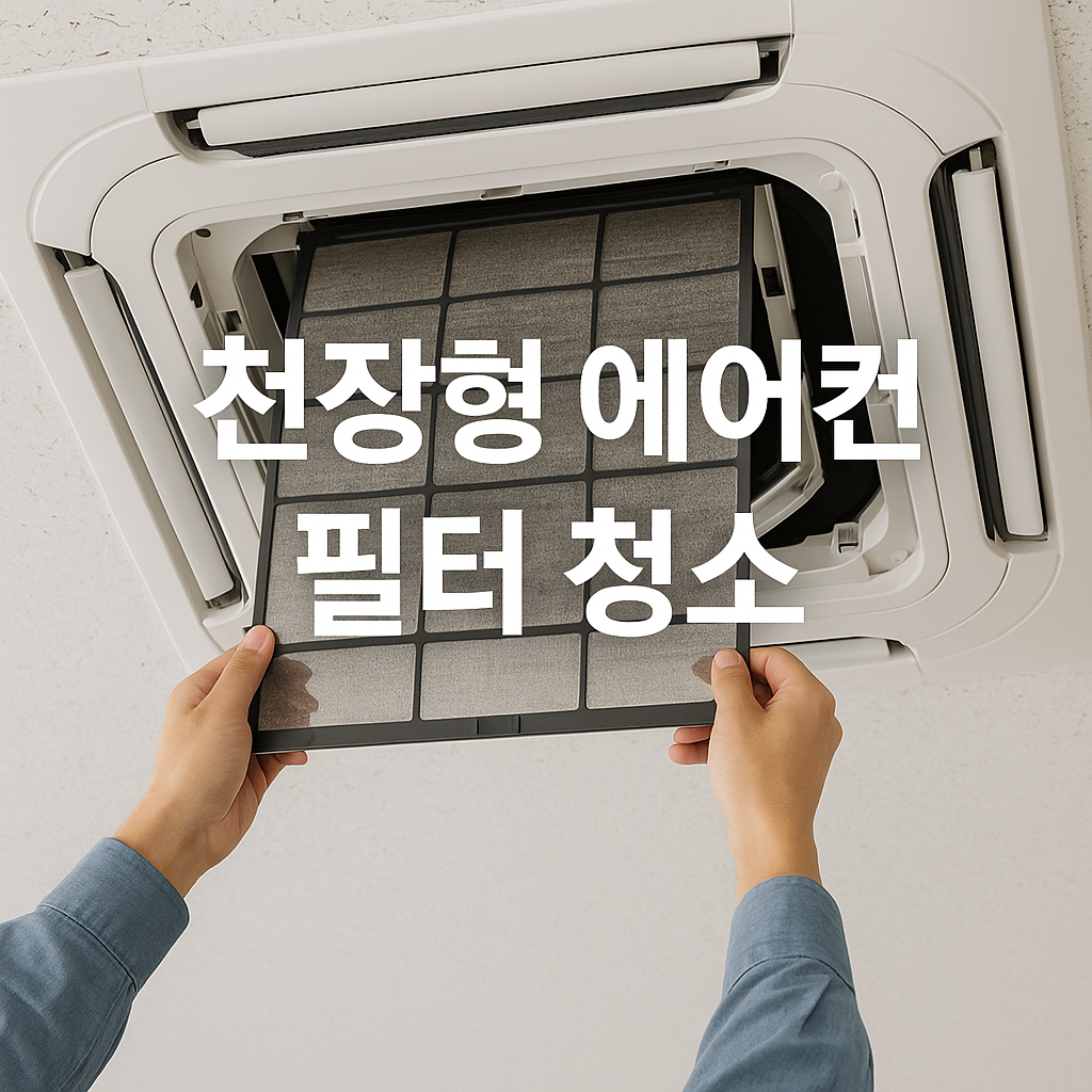 천장형 에어컨 필터 청소 관련 이미지