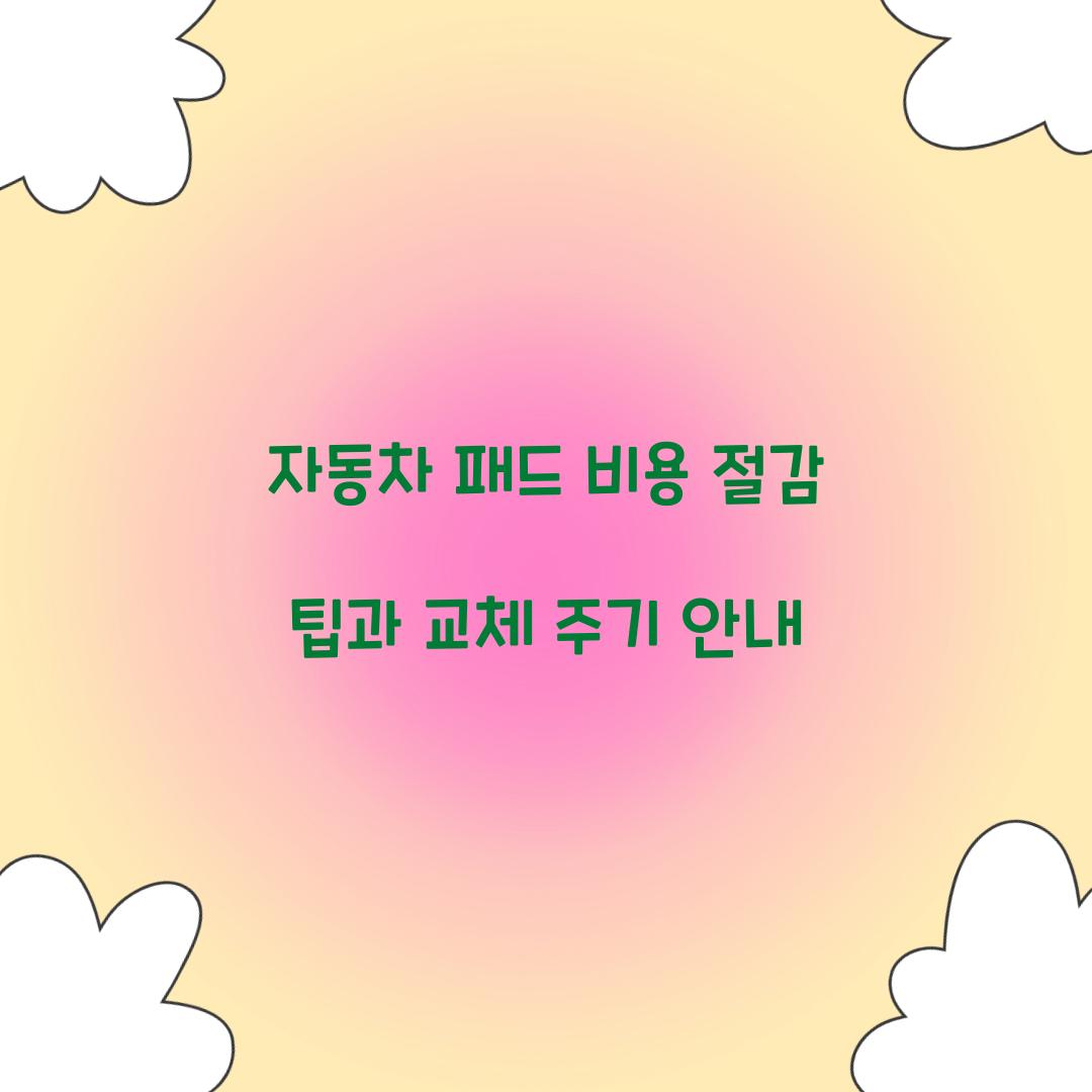 자동차 패드 비용