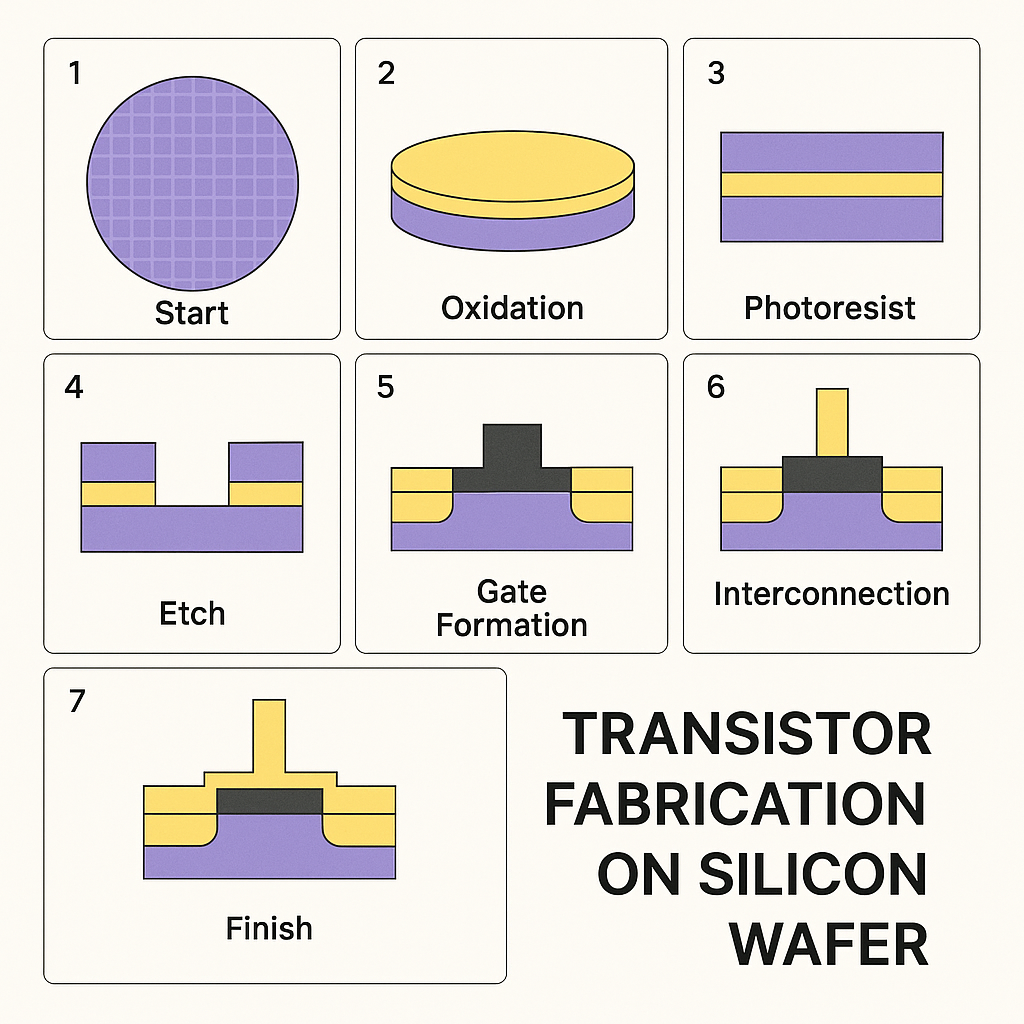 실리콘 웨이퍼 위 트랜지스터 제조