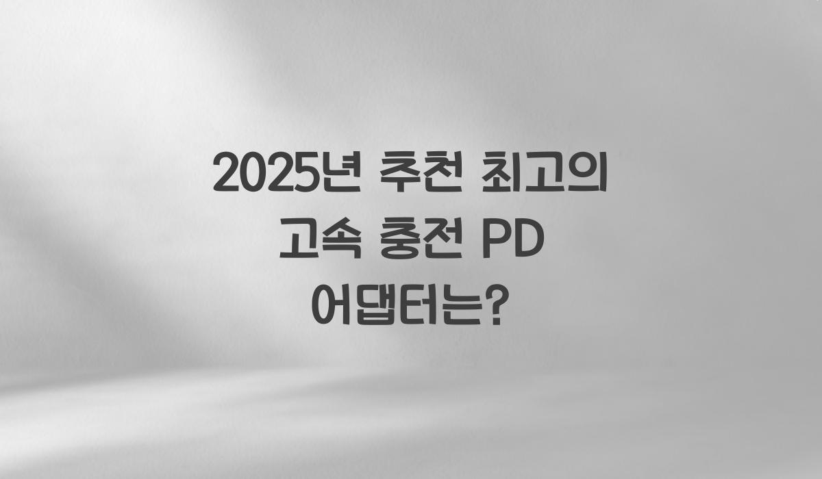 고속 충전 PD 어댑터 추천